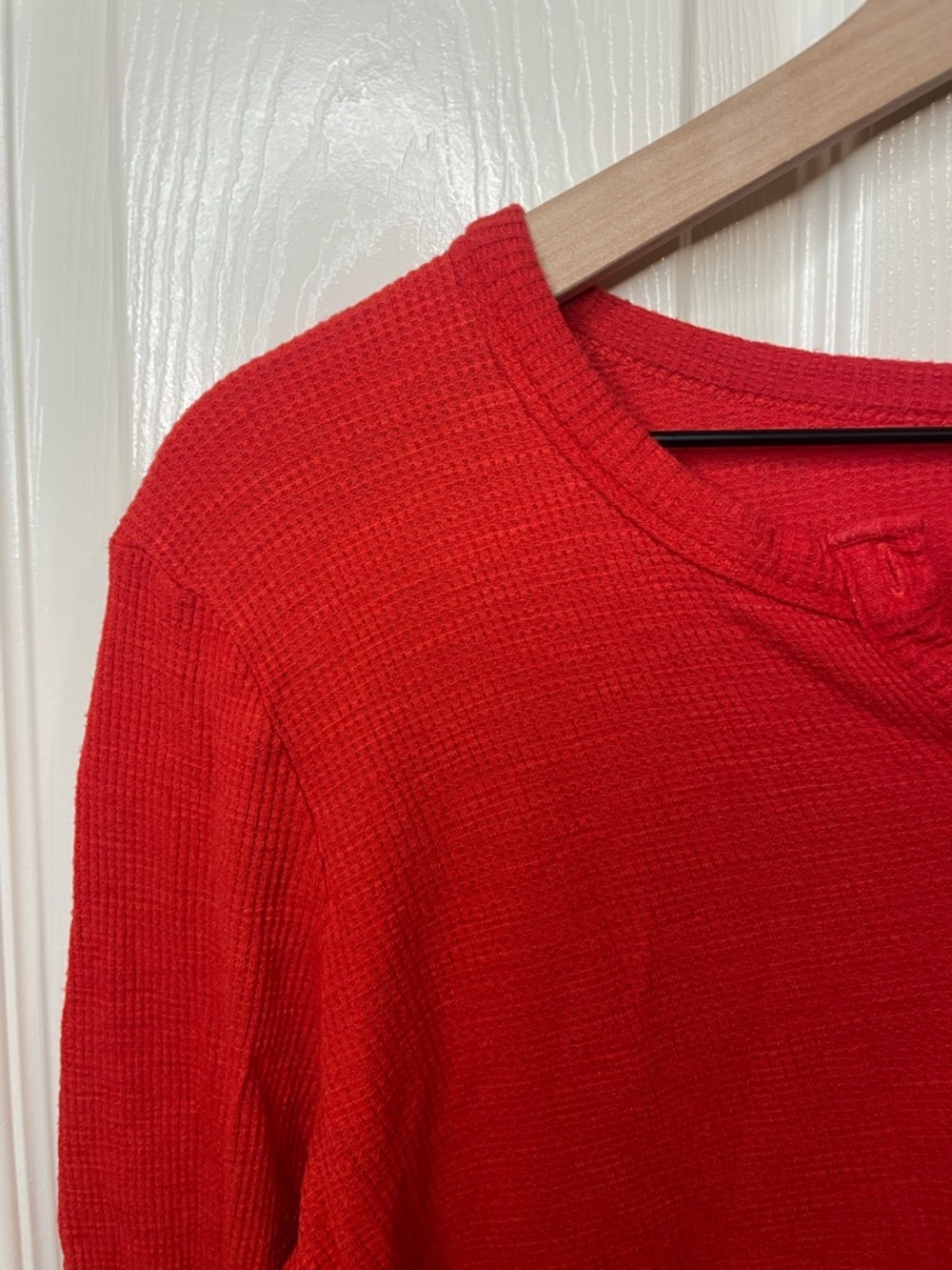 Aerie Real Soft Waffle Henley Pajama Top in Red Size XL - Picture 3 of 8